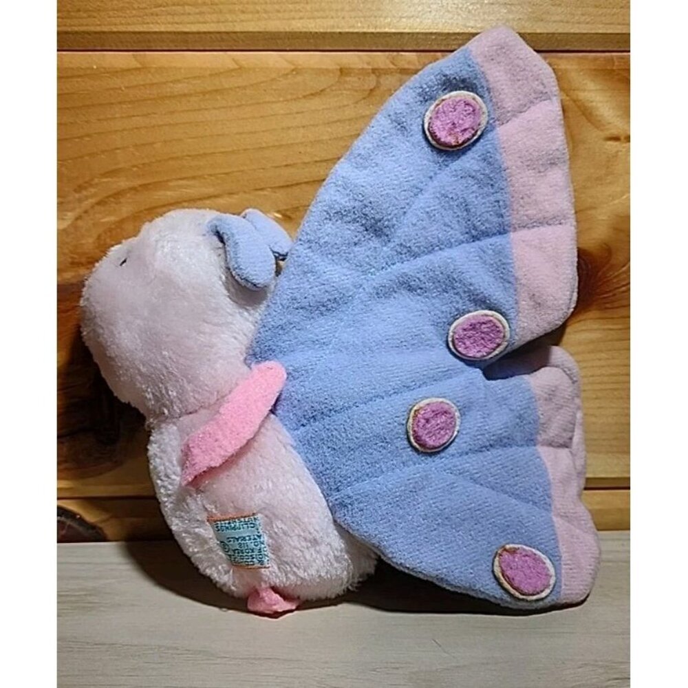 Vintage 1981 Dakin Pink Blue Butterfly Plush 6" nutshell stuffed Felt legs - Picture 3 of 13